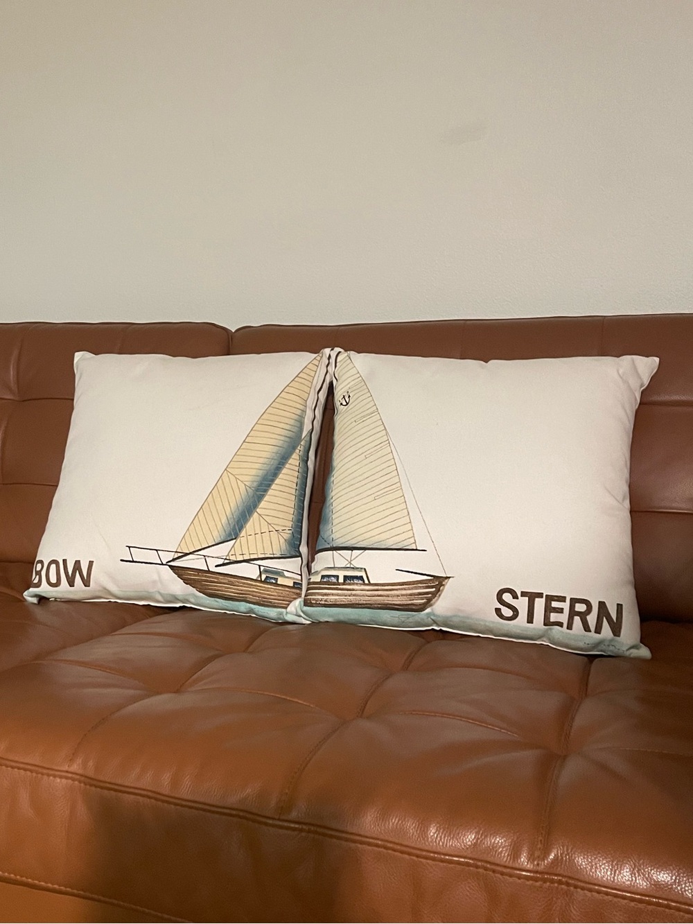 Studio 773 Cream and Tan Sailboat Accent Pillow